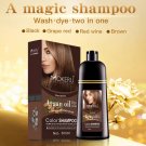 Mokeru 500ml Natural Argan Oil Essence Instant Permanent Dark Brown Hair Dye Shampoo Women