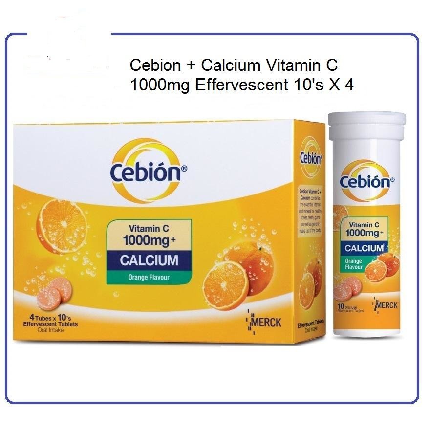 Cebion Vitamin C Orange Flavor 1000mg Effervescent Tablet 4 Tubes X 10's