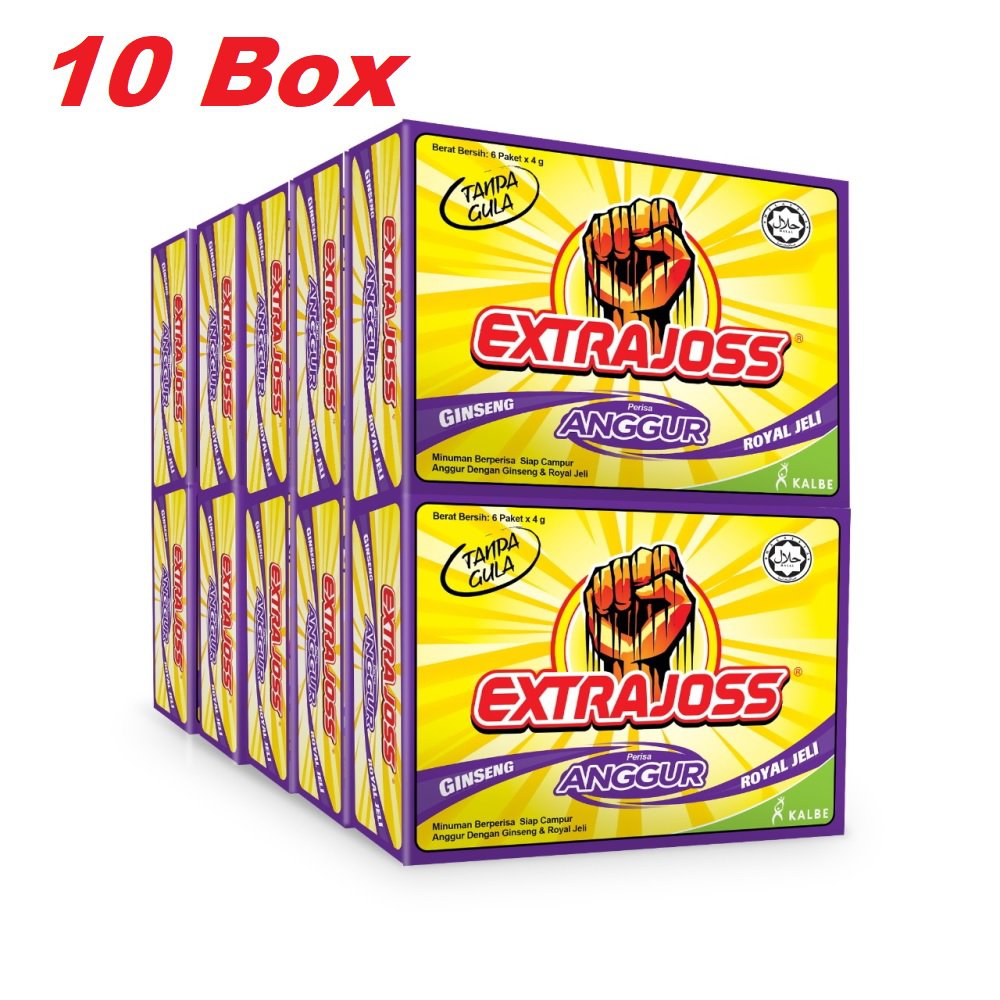10 Box Extra Joss Energy Boost Drink Powder 60 sachet Grape Flavour FREE SHIP