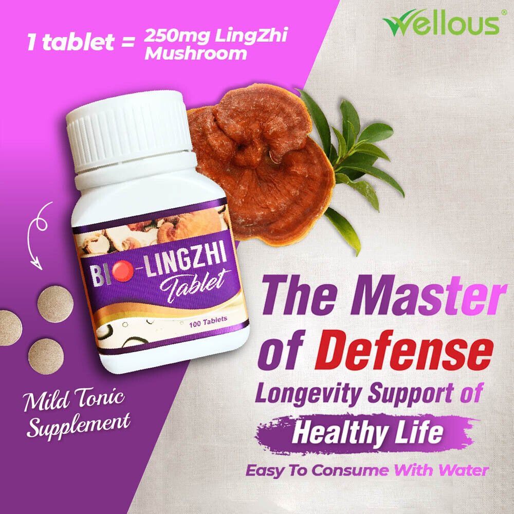 Bio-LingZhi Wellous Ganoderma Lucidum Mushroom Extract Detox Liver Cholesterol