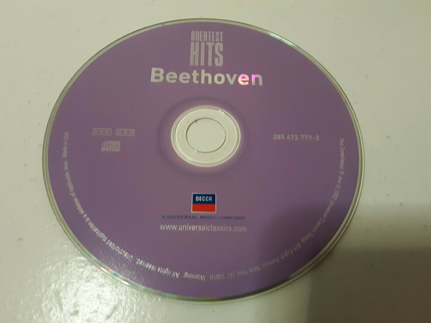 Beethoven Greatest Hits CD Compact Disc NO CASE ONLY CD