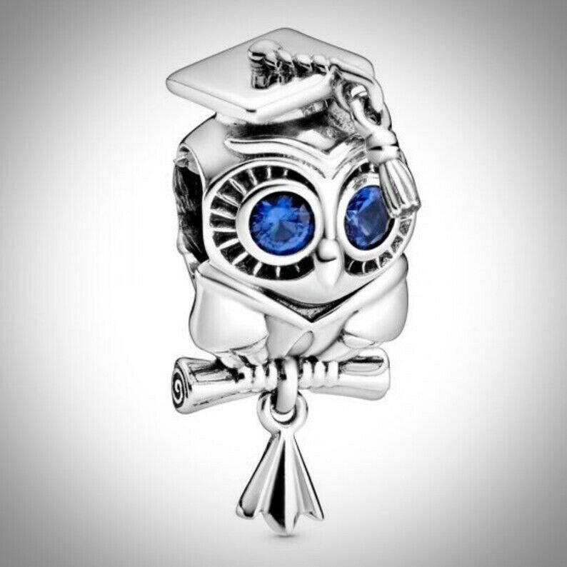S925 Sterling Silver Wise Owl Graduation Charm