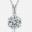 2CT Classic 6 Point Moissanite Pendant Necklace with Certificate of Authenticity
