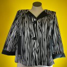 Zebra Stripe Doncaster Black White Two Button Pockets 3/4 Sleeve Blazer