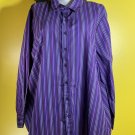 3X Roaman's Button Down Stripe Long Sleeve Shirt Purple Lilac 30-4660-4