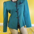 6 Le Suit Petite Gold Navy Blue Green Blazer 4 Button Lace Handkerchief