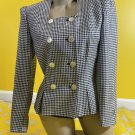 Dividends Size 6 Navy Blue White Houndstooth Blazer 8 Button Lined Double Breasted