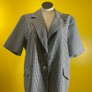 Women Requirements 20W Black White Checkered Blazer Unlined Short Sleeve Button Single Breast