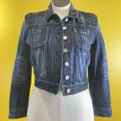 Women Express Medium Denim Blue Jean Jacket Button Collar Pockets