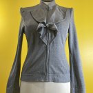 Women GNW Medium Gray Blazer Jacket Flounce Trim Ruffle Zip Closure