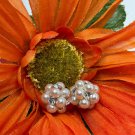 Faux Pearl Bling Cubic Zirconia Cluster Studs Earrings Jewelry Pierced