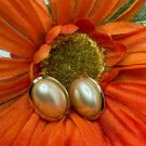 Medium Faux Pearl Studs Earrings Jewelry Pierced Cream Gold Oval