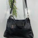 Heshe Black Gold Leather Large Handbag Strap 9x14 inches Tote