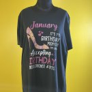 Ladies XL T Shirt Black Short Sleeve January Birthday Dinner Lunch Gifts Pink White