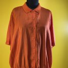Vintage Jonquil by Judy Bond 20W Orange Blouse Top Collar Button Down 2418