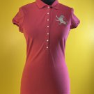 Ladies Express Polo Style Small Collar Button Front Short Sleeve Pink Silver White Cotton