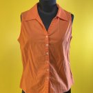 Gemilli Made in USA Large Orange Sleeveless Collar Button Down Blouse Top Cotton 413751W