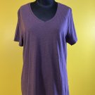 Time and True X Large 16 18 Cotton Polyester Short Sleeve Shirt Heather Purple