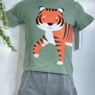New  Carter's Baby  0-3 Months  Playwear  2 piece  Green Gray  Tiger Shorts T-shirt