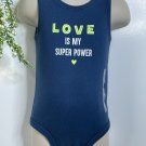 New Carter’s Baby 6 Mo Romper Summer Blue “Love Is My Super Power” T-shirt