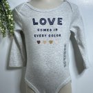 New Carter’s Baby 9 Mo Bodysuit Long Sleeve “Love Comes In Every Color” Gray Blue