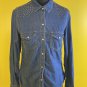 Seven 7 S 100 Cotton Snap Button Down Blue Jean Long Sleeve Top Bling Shoulders Collar