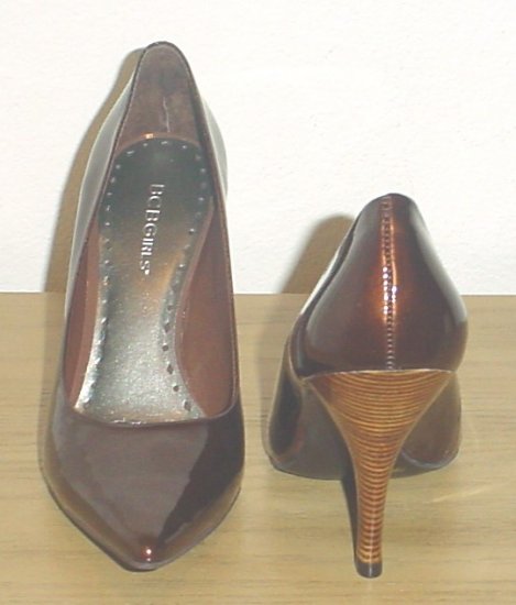 BCBG PUMPS Monde Stiletto Heels 8.5M BRONZE PEARL Leather Shoes