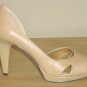 New TAHARI PUMPS Shoes Senoir Peep Toe Heels SIZE 9 NUDE Leather Heels