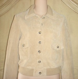 NEW Isaac Mizrahi SUEDE BOMBER JACKET Ladies Coat XL 16/18 GOLDEN TAN