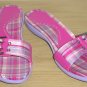 NEW Ladies Kenneth Cole SANDALS Madras Plaid Slides SIZE 6.5 PINK Shoes