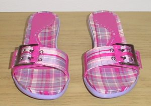 New KENNETH COLE SANDALS Buckle Slides SIZE 8.5 PINK MADRAS Shoes