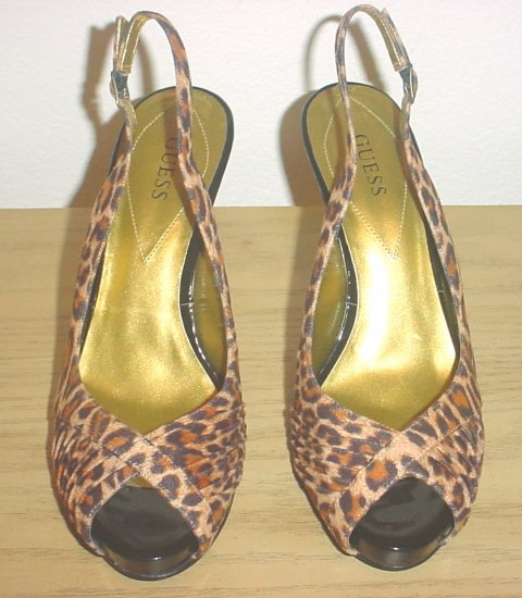 GUESS by MARCIANO PUMPS SLINGBACK HEELS 9 (39) CHEETAH PRINT SUEDE Shoes