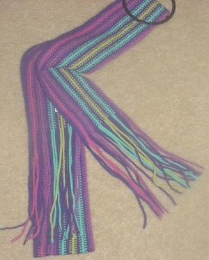 NEW Ladies FRINGED MUFFLER Neck Scarf One Size Fits All PURPLE STRIPES