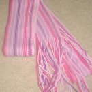 NEW Ladies FRINGED MUFFLER SCARF One Size Fits All PINK STRIPE