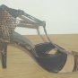 NEW Mossimo T-STRAP HEELS Peep Toe PUMPS Peace Shoes SIZE 10 SNAKE/SUEDE