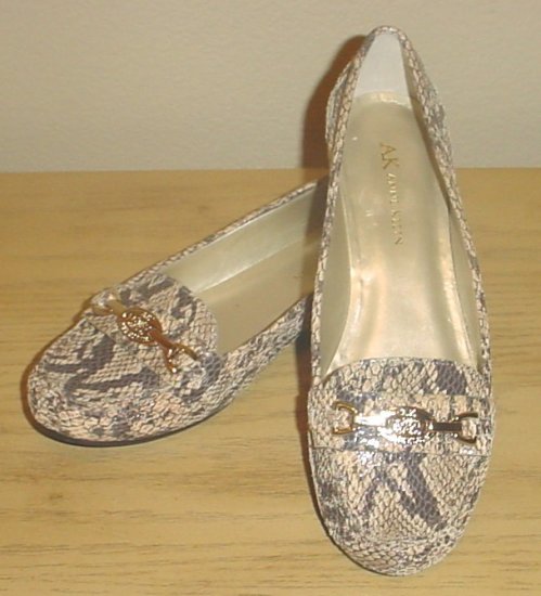 NIB ANNE KLEIN BIT LOAFERS Flats 7M BROWN SNAKESKIN Shoes