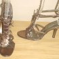 New VIA SPIGA GLADIATOR HEELS Metal Whips Strappy Sandals 8M BRONZE Snakeskin Shoes