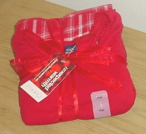 NEW Ladies PAJAMA SET 3 Piece LARGE Pants+Shorts+Top RED Flannel GIFT