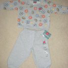 NEW Hanes INFANT 2 PIECE SWEATS SET 12 Months GRAY Cotton Play Sleepwear