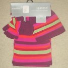 NEW Girls 3 PIECE KNIT MUFFLER SET Scarf, Gloves and Hat PURPLE STRIPE One Size