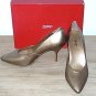 NIB Esprit METALLIC PUMPS Ladies Stiletto Heels SIZE 8.5 Antique Gold LEATHER Shoes