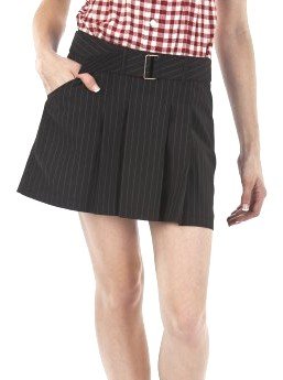 New JEAN PAUL GAULTIER BELTED SKIRT Pinstripe Mini SIZE 5 BLACK