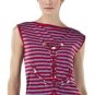 New JEAN PAUL GAULTIER STRIPED ANCHOR TOP Side Knot Tunic Tee SMALL Red/Gray