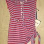 New JEAN PAUL GAULTIER STRIPED ANCHOR TOP Side Knot Tunic Tee SMALL Red/Gray