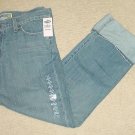 NEW Ladies CUFFED JEANS Stretch Denim Cropped Pants SIZE 6 Short BOYFRIEND FIT