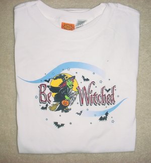 Womens HALLOWEEN GRAPHIC T-SHIRT Be-Witched Top 2X (18W/20W) WHITE
