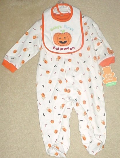 NEW Carters BABYS FIRST HALLOWEEN SET Infant 2 Piece Onesie and Bib 6-9 ...