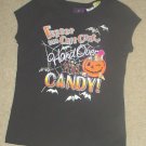 NEW Girls HALLOWEEN TOP 'Hand Over the Candy' T-Shirt SIZE 6/6X BLACK