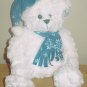 NWT Holiday PLUSH TEDDY BEAR Stuffed Animal in Muffler and Cap 18" WHITE Gift Decor