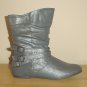 NEW Ladies ANKLE BOOTS Slouchy Buckle Flats Shoes SIZE 7.5 GRAY